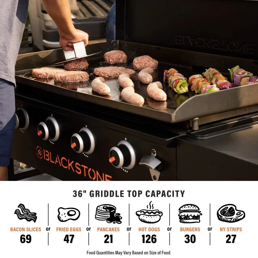 Blackstone Original Outdoor Griddle,4-Burner 36" Flat Top Grill with Hard Cover,Black