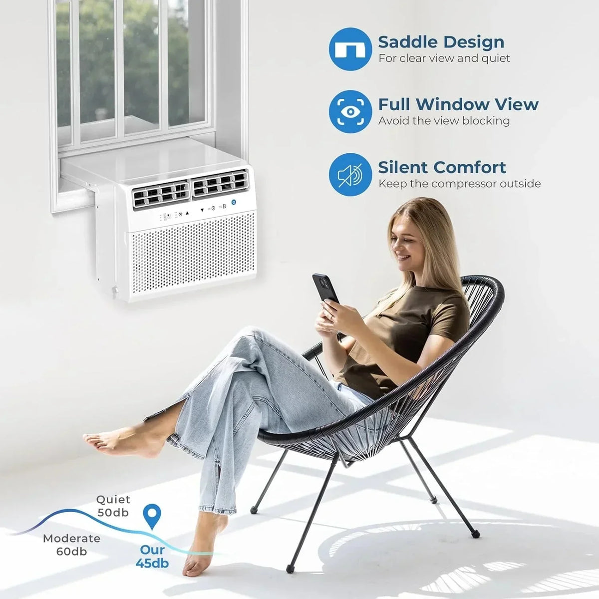 Antarctic Star U-shaped window air conditioner 12000 BTU Ultra-quiet window air conditioner Cools
